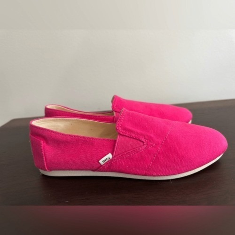 Toms neon pink canvas flats 6 women's toms loafers‎ shoes